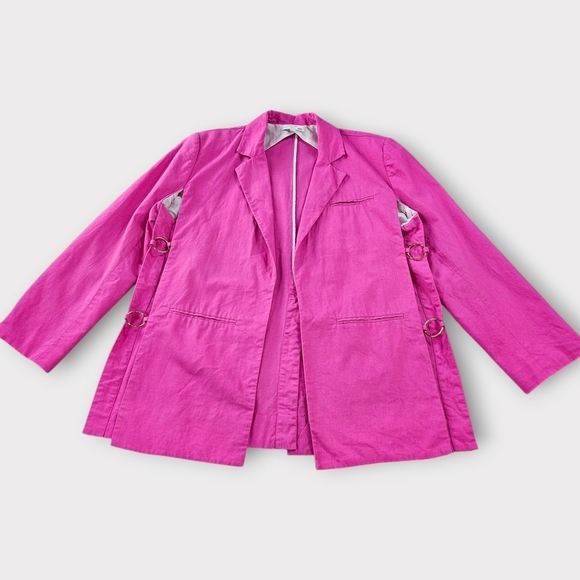 Eudon Choi Oversized Pink Linen Blazer with Side Cutouts - Picture 9 of 15
